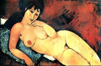 Amedeo Modigliani : Nude on a Blue Cushion